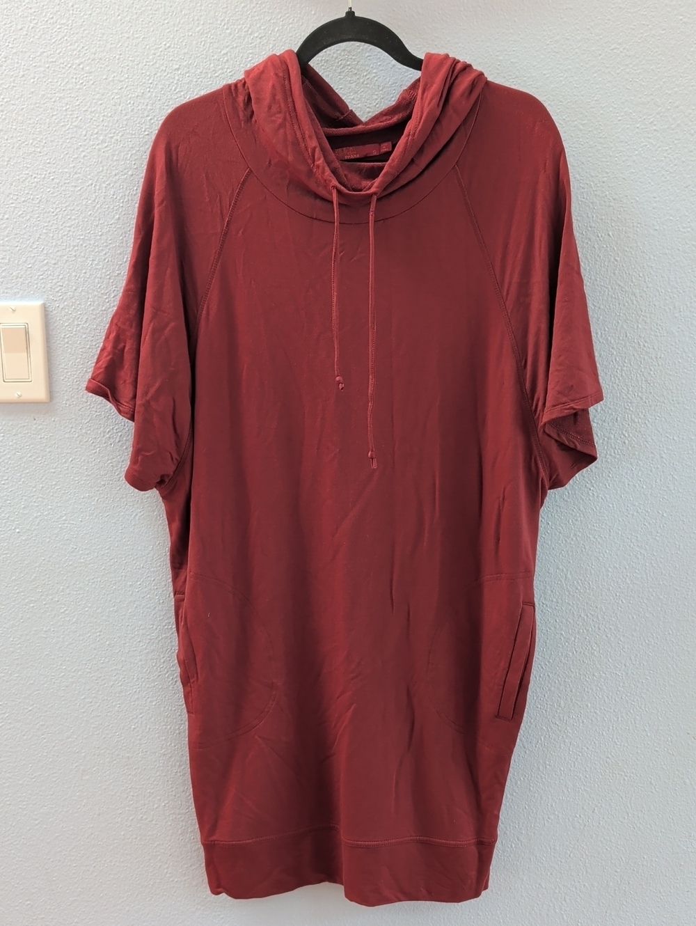 Prana Carys Casual Athletic Hooded Tunic Dress in Deep Rust